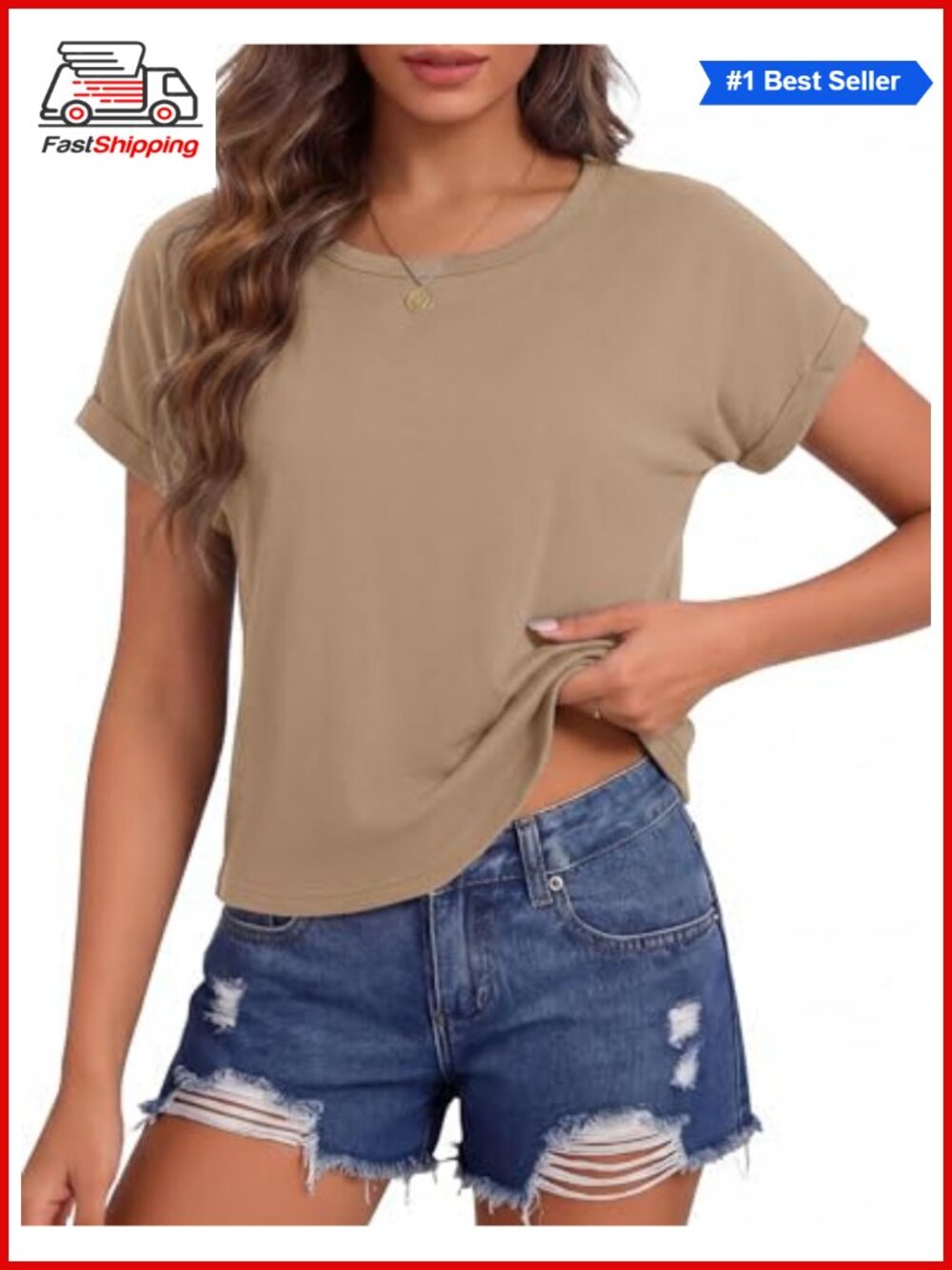 ✨ Totatuit Crop Tops for Women Short Sleeve Crewneck Shirts Summer Boxy Tee